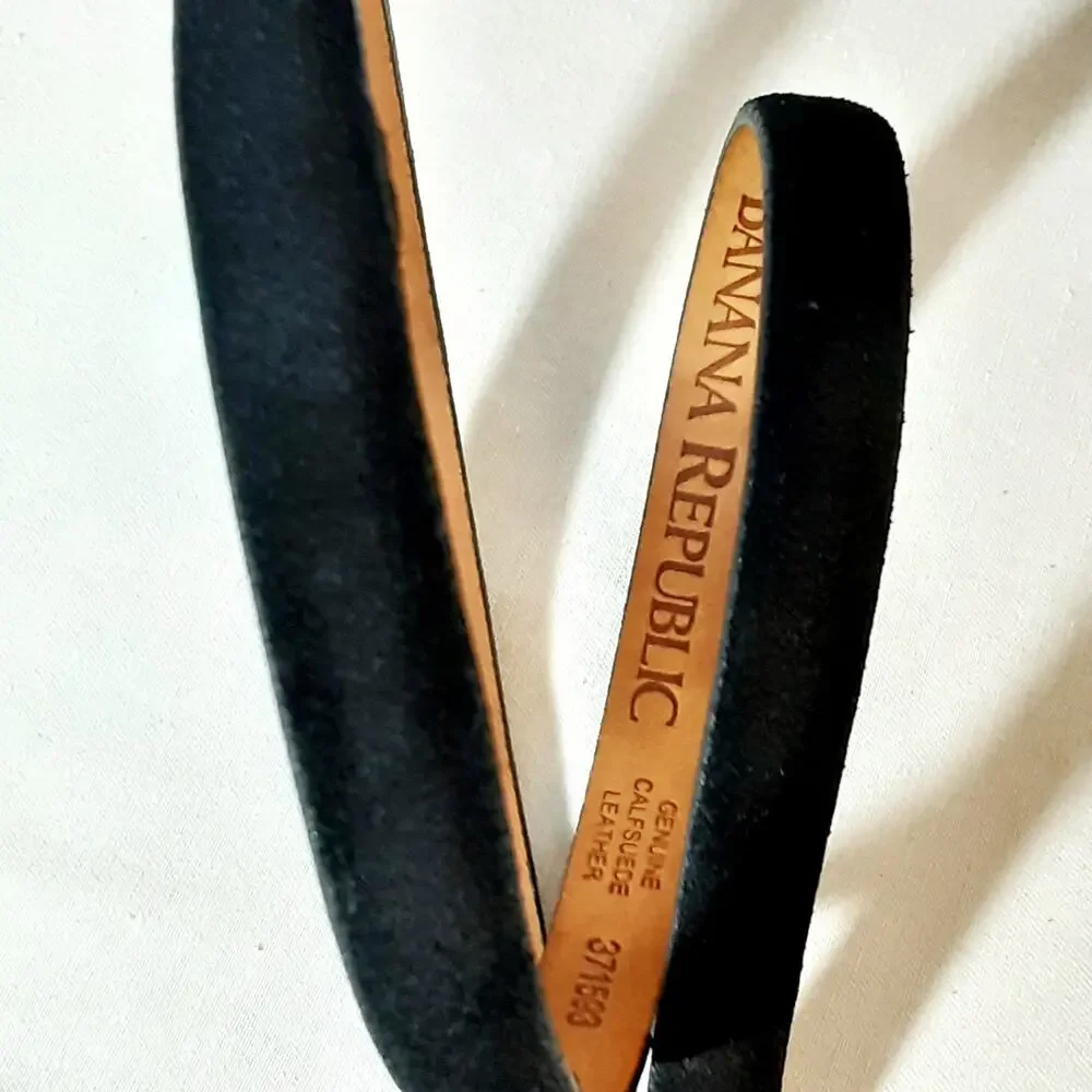 Banana Republic Womens Black Skinny Genuine Calfsuede Leather Belt Size Small